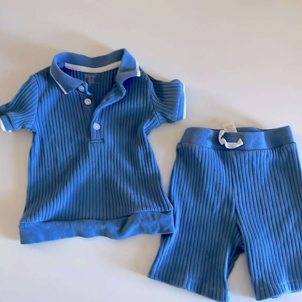 Little Me 2T knit set piqued collar and trims short sleeve short set
